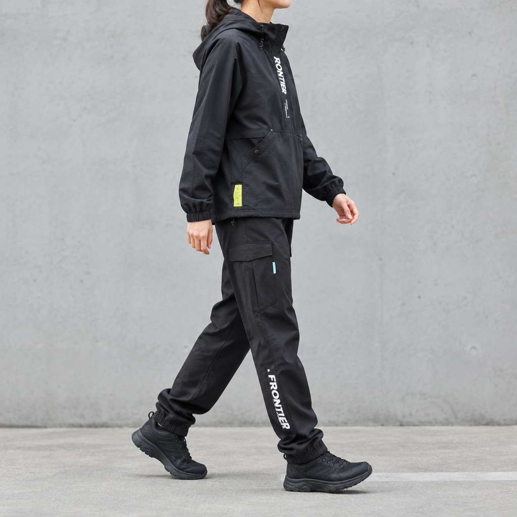 I'Z FRONTIER STERTCH LOOSE CARGO JOGGER PANTS #4008 ブラック