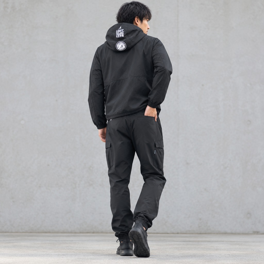 I'Z FRONTIER STERTCH LOOSE CARGO JOGGER PANTS #4008 ブラック