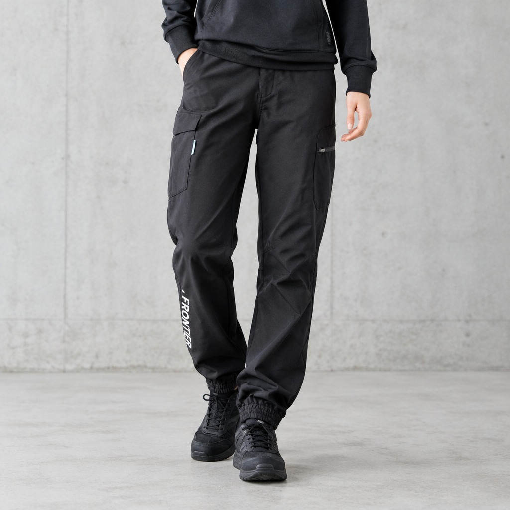 I'Z FRONTIER STERTCH LOOSE CARGO JOGGER PANTS #4008 ネオブラック