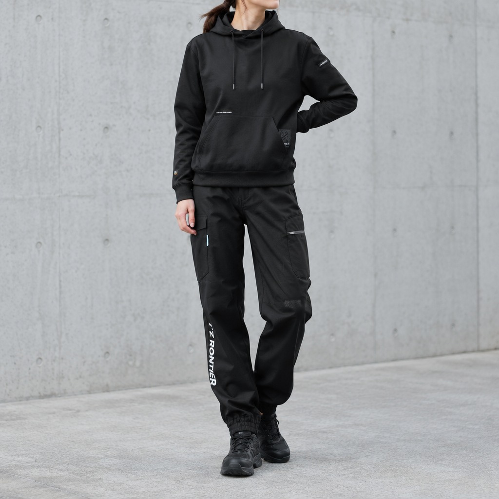 I'Z FRONTIER STERTCH LOOSE CARGO JOGGER PANTS #4008 ネオブラック