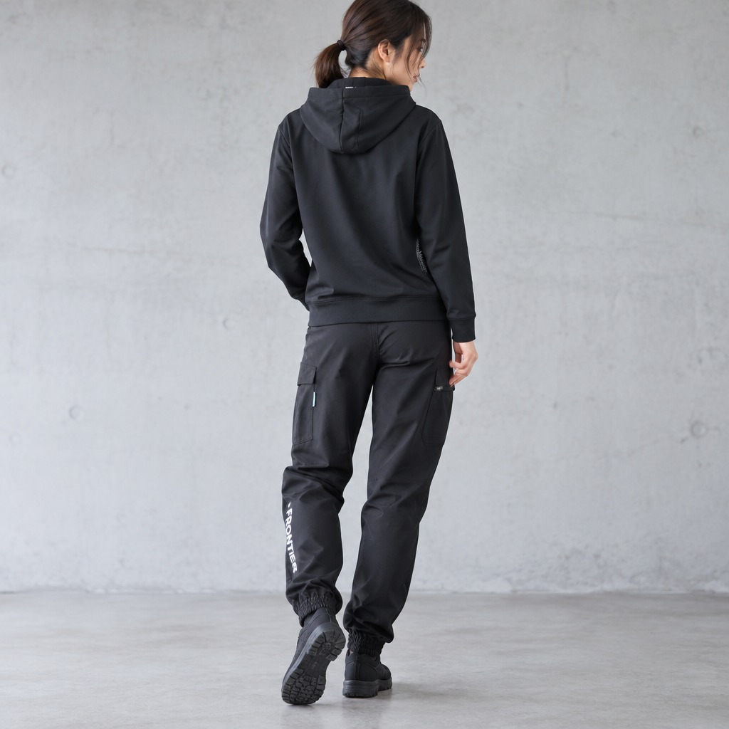 I'Z FRONTIER STERTCH LOOSE CARGO JOGGER PANTS #4008 ネオブラック