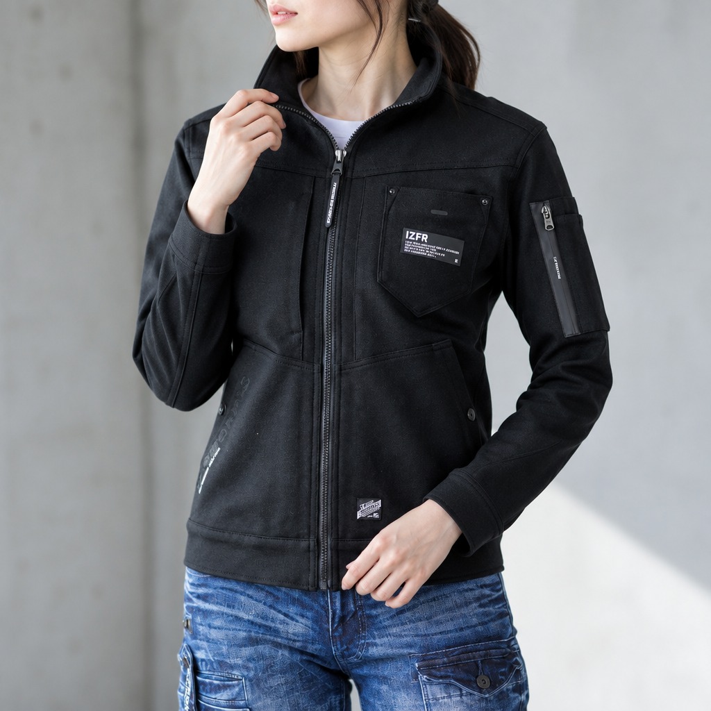 I'Z FRONTIER HEAVY JERSEY WORK JACKET #5340J ブラック