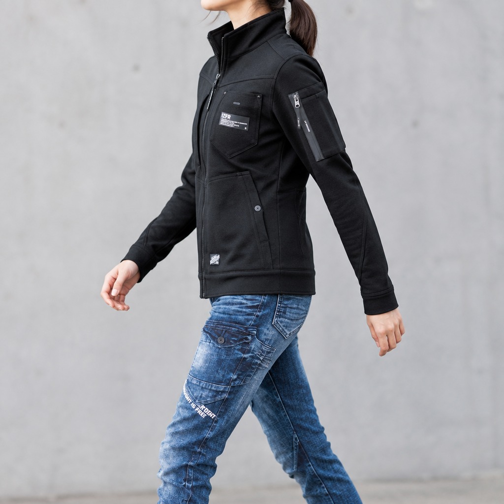 I'Z FRONTIER HEAVY JERSEY WORK JACKET #5340J ブラック