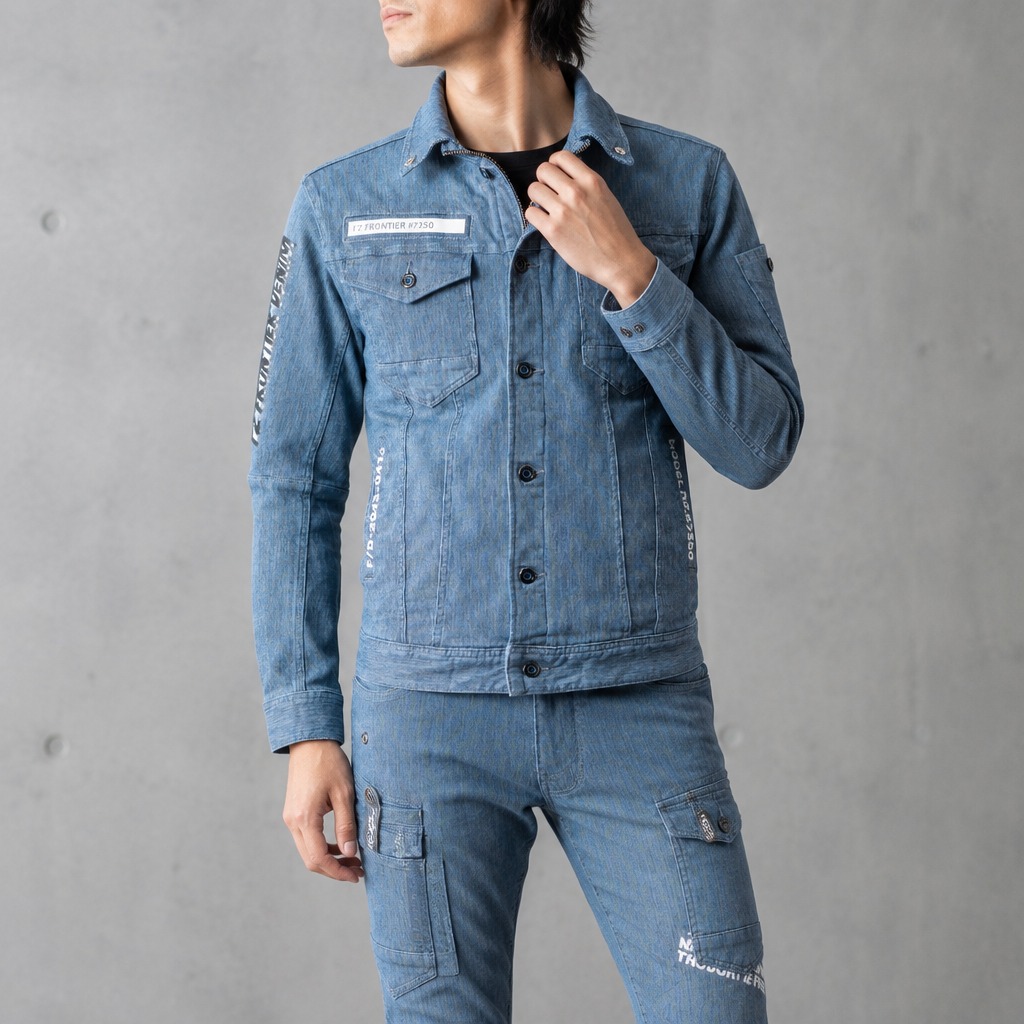 I'Z FRONTIER HIGHPOWER STRETCH DENIM 3D WORK JACKET #7350 ブルーヒッコリー