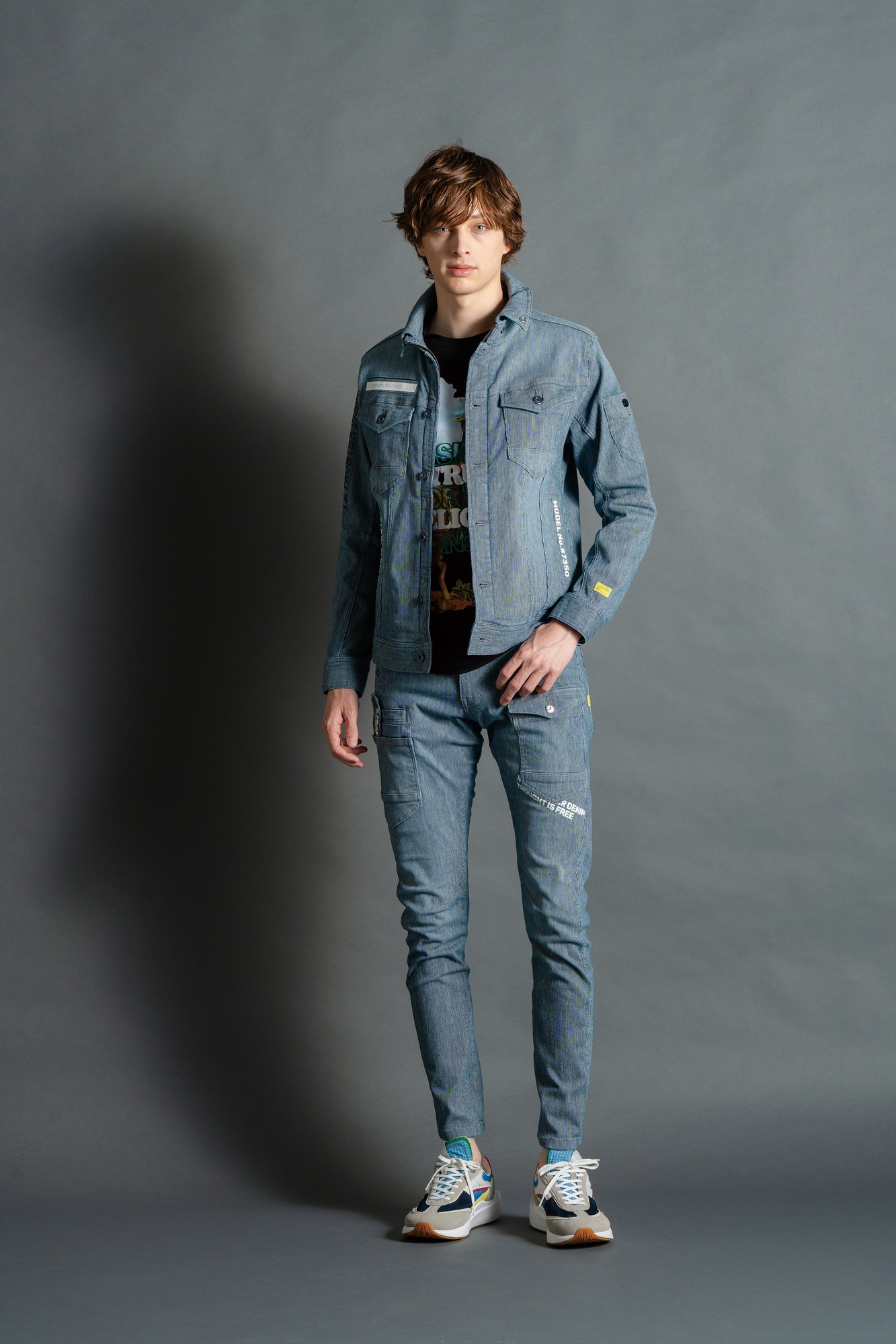 I'Z FRONTIER HIGHPOWER STRETCH DENIM 3D WORK JACKET #7350 ブルーヒッコリー