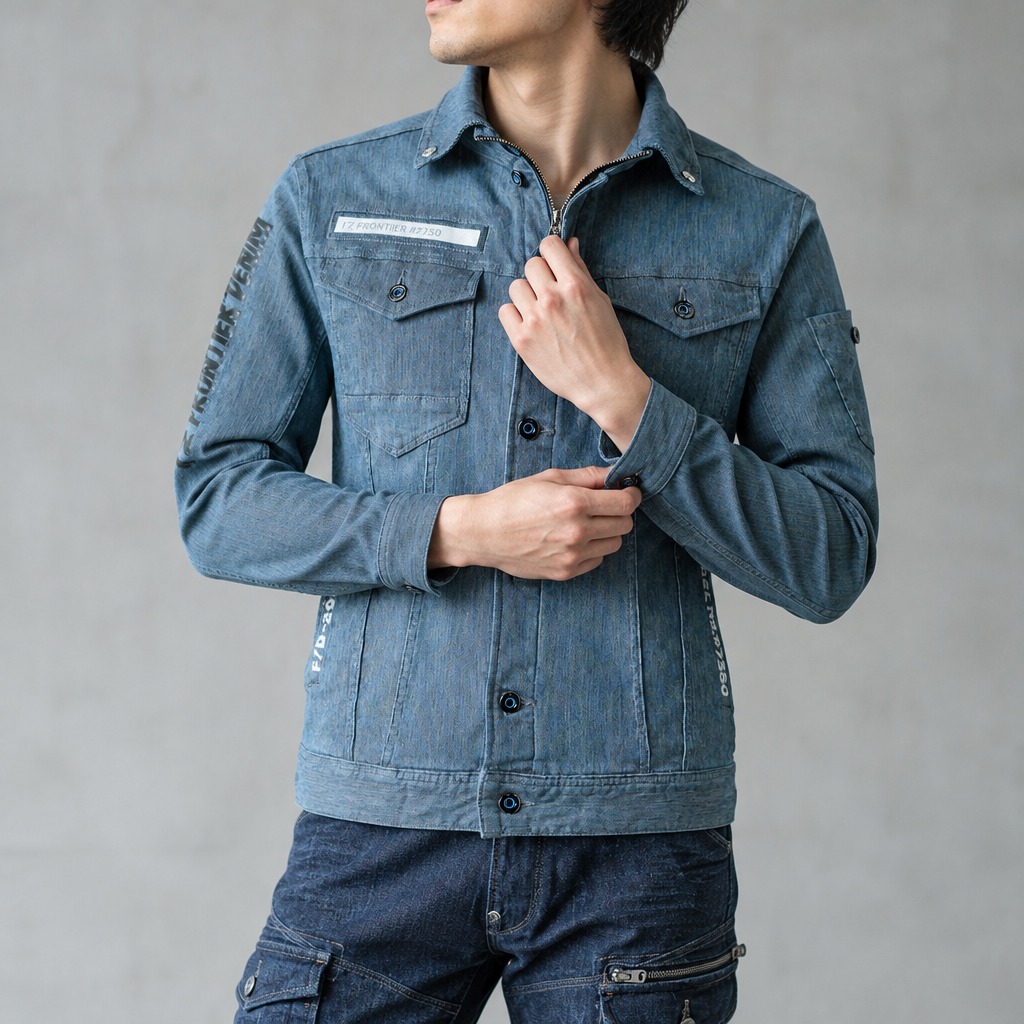 I'Z FRONTIER HIGHPOWER STRETCH DENIM 3D WORK JACKET #7350 ブルーヒッコリー