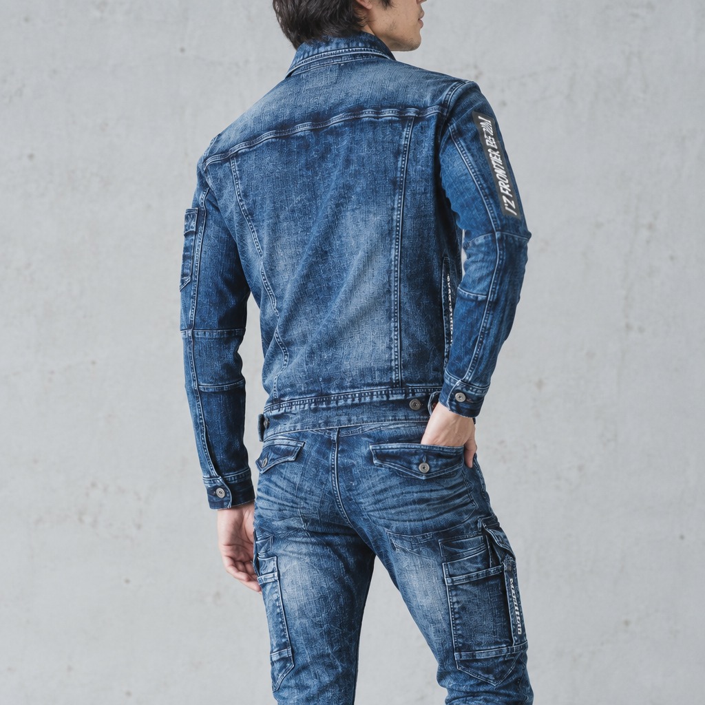 I'Z FRONTIER HIGHPOWER STRETCH DENIM 3D WORK JACKET #7350 ケミカルインディゴ
