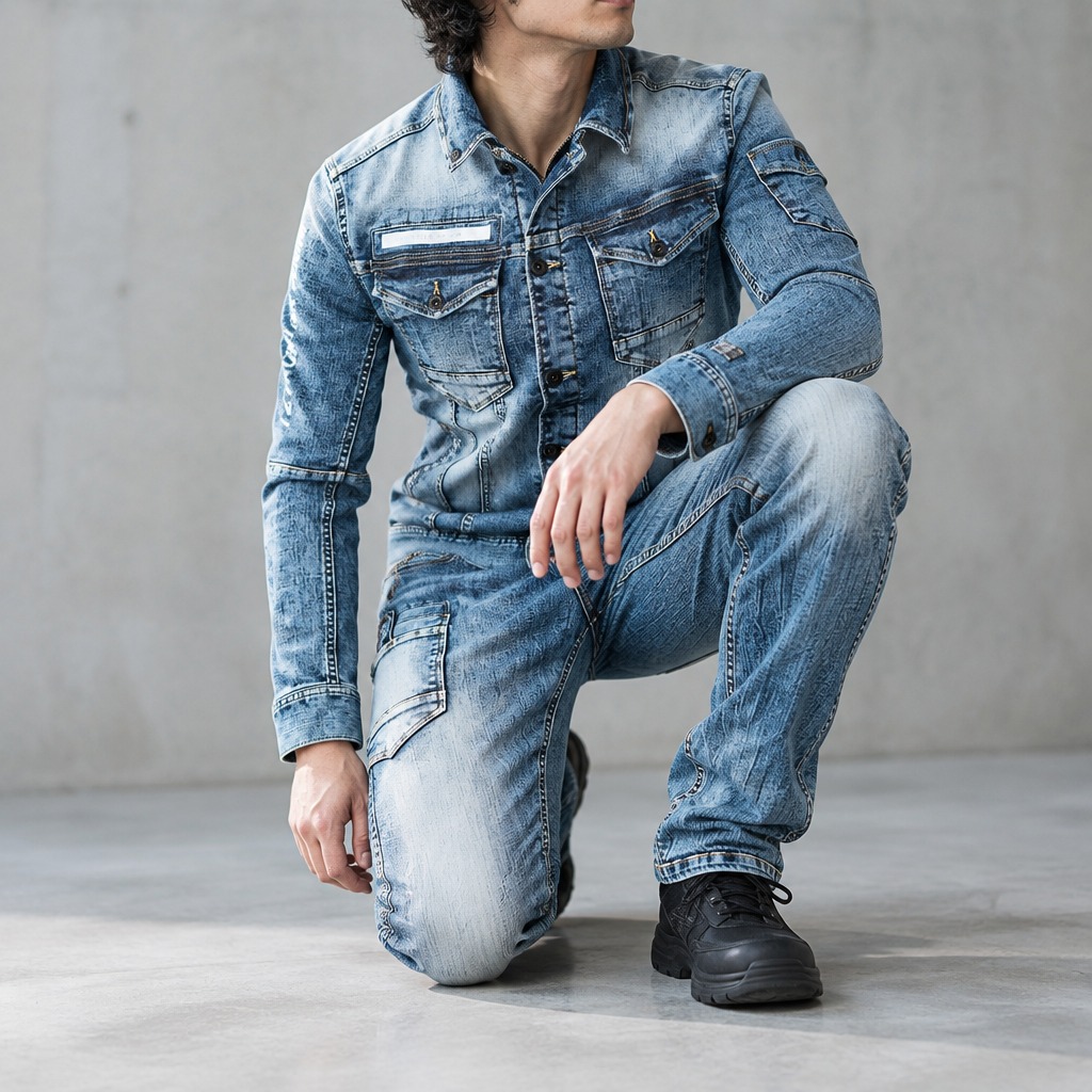 I'Z FRONTIER HIGHPOWER STRETCH DENIM CARGO PANTS #7352 ヴィンテージブルー