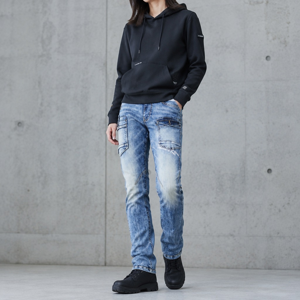 I'Z FRONTIER HIGHPOWER STRETCH DENIM CARGO PANTS #7352 ヴィンテージブルー