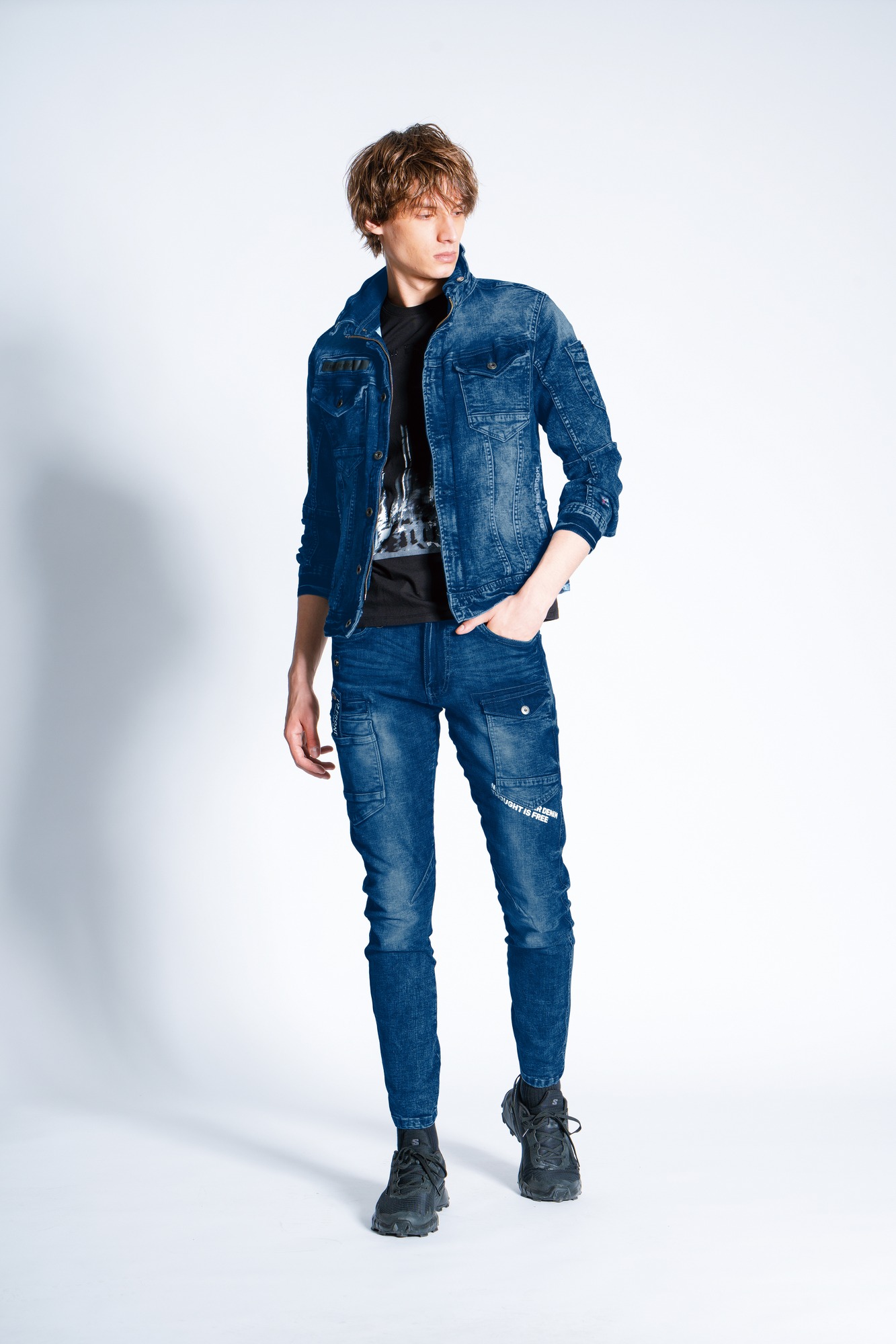 I'Z FRONTIER HIGHPOWER STRETCH DENIM CARGO PANTS #7352 ヴィンテージブルー