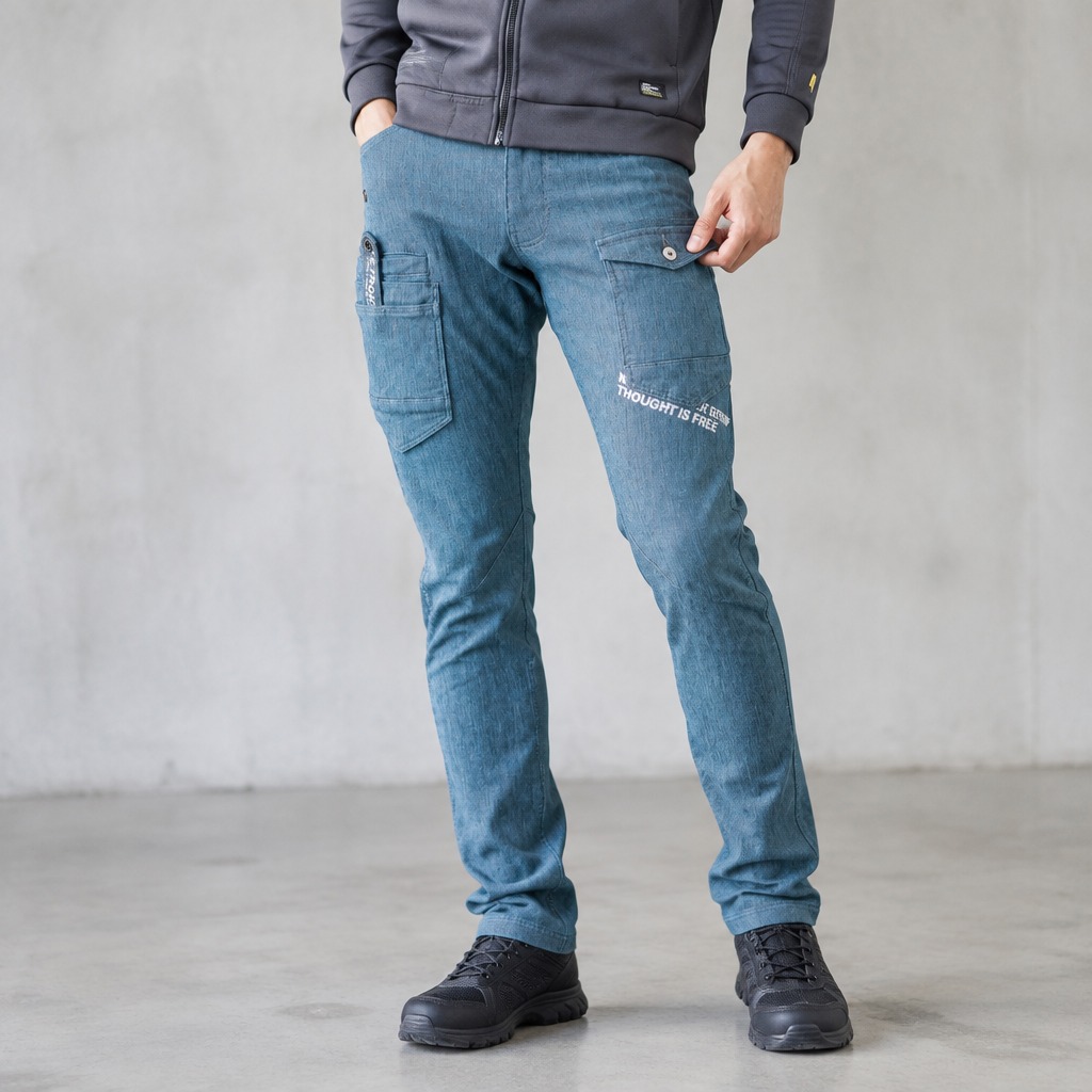 I'Z FRONTIER HIGHPOWER STRETCH DENIM CARGO PANTS #7352 ブルーヒッコリー