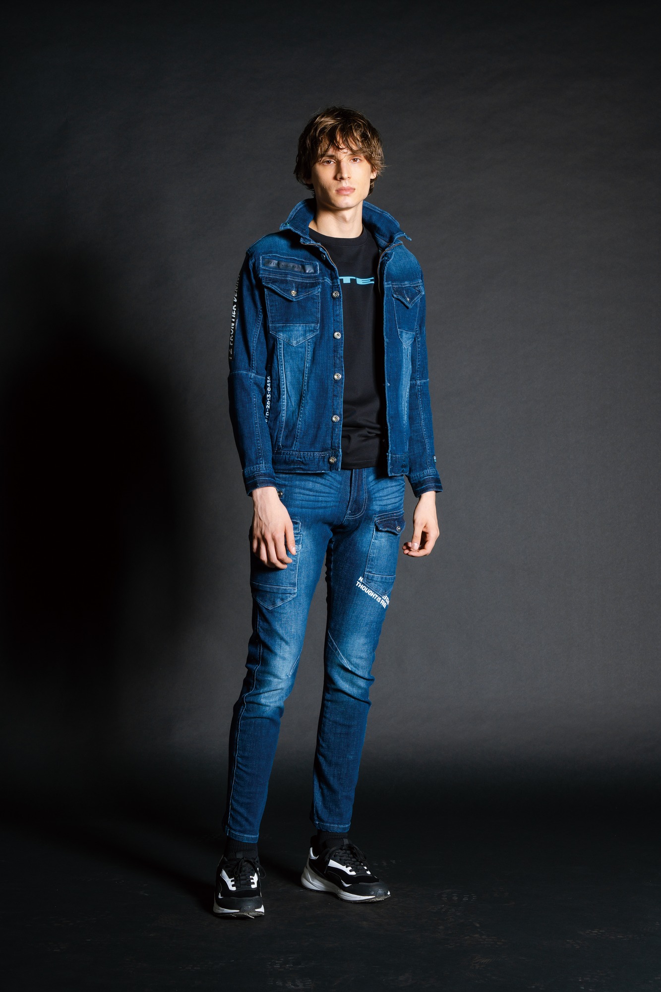 I'Z FRONTIER HIGHPOWER STRETCH DENIM CARGO PANTS #7352 リファインドブルー