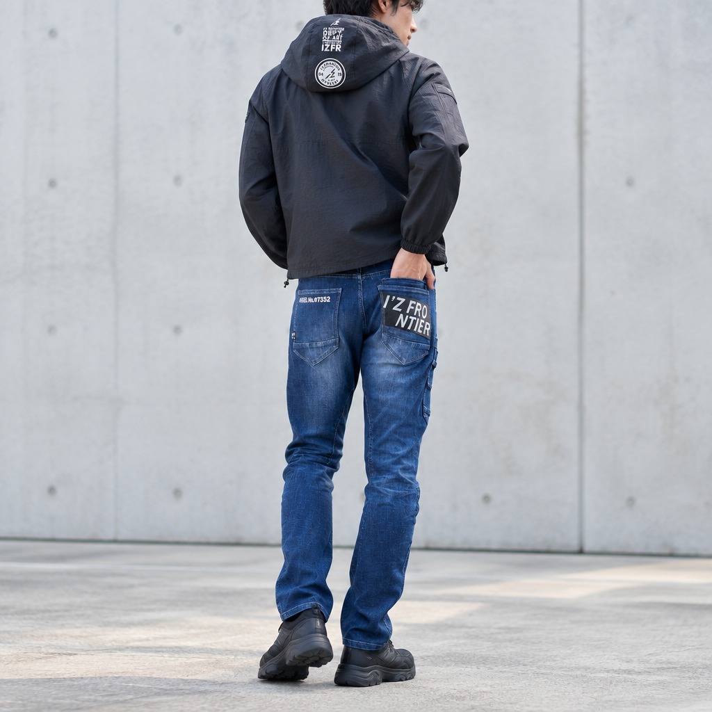 I'Z FRONTIER HIGHPOWER STRETCH DENIM CARGO PANTS #7352 リファインドブルー