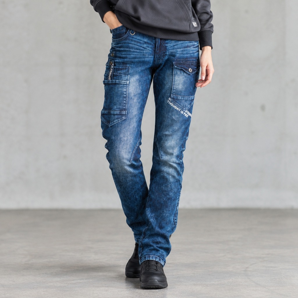 I'Z FRONTIER HIGHPOWER STRETCH DENIM CARGO PANTS #7352 ケミカルインディゴ