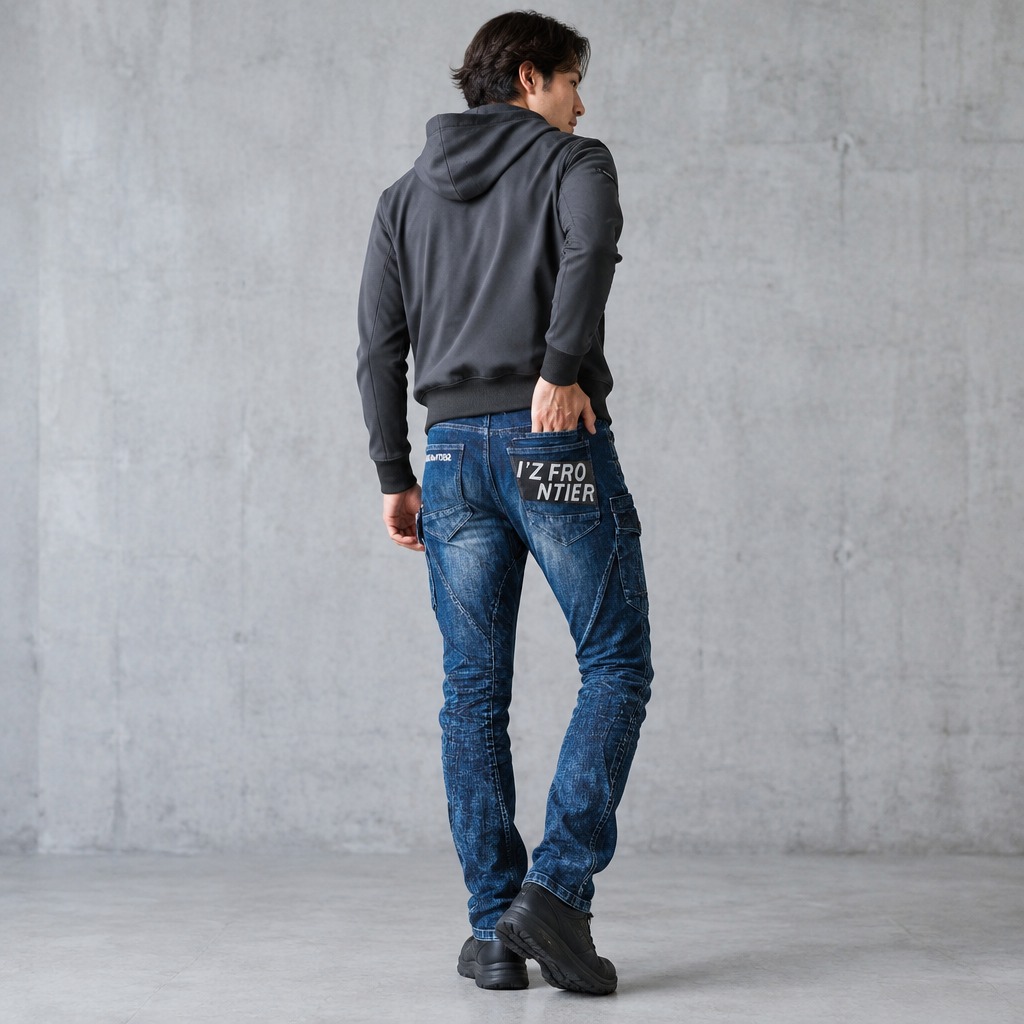 I'Z FRONTIER HIGHPOWER STRETCH DENIM CARGO PANTS #7352 ケミカルインディゴ