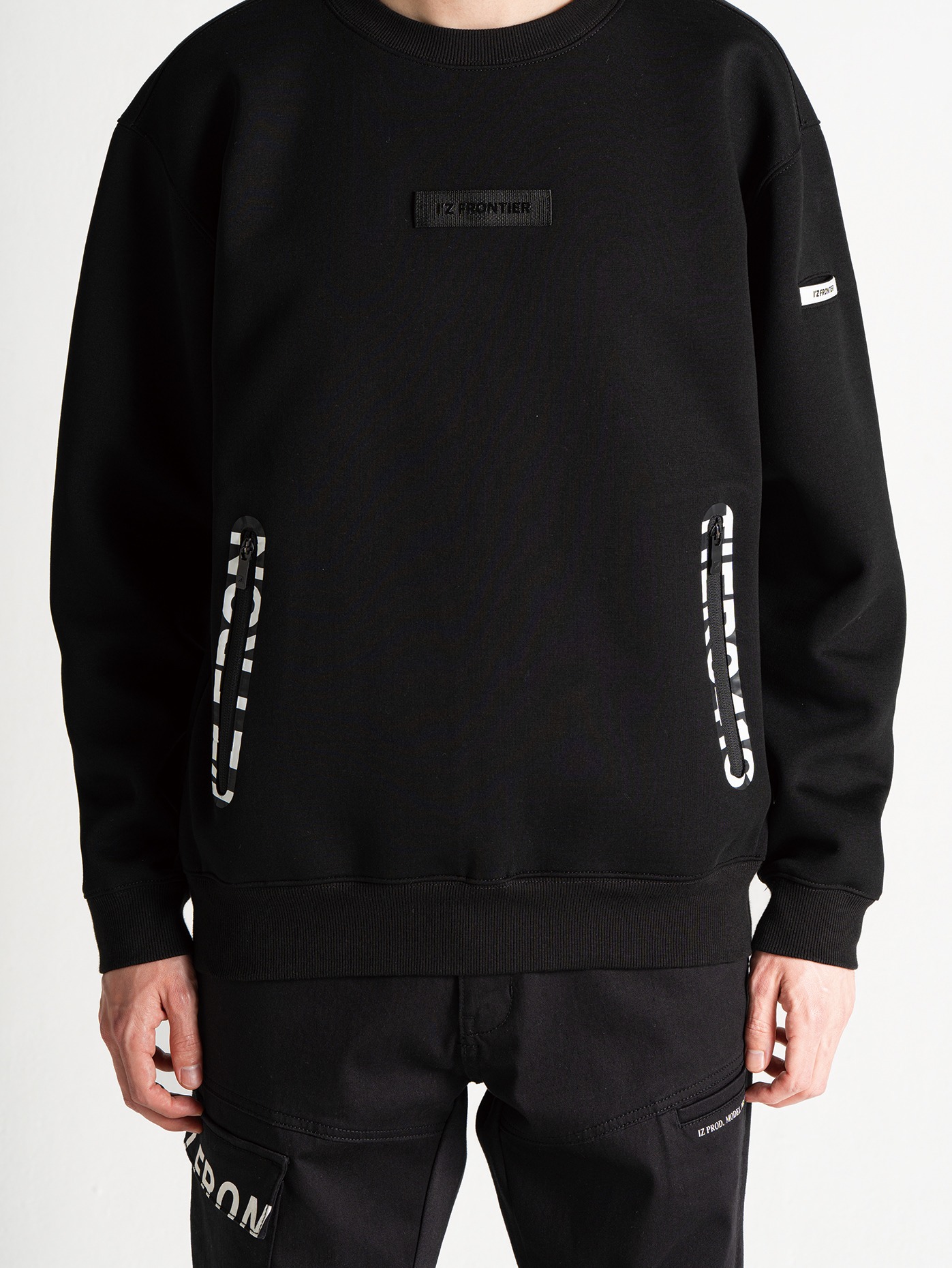 I'Z FRONTIER HEAVY JERSEY STERTCH WORM SWEAT SHIRT #8100 ブラック
