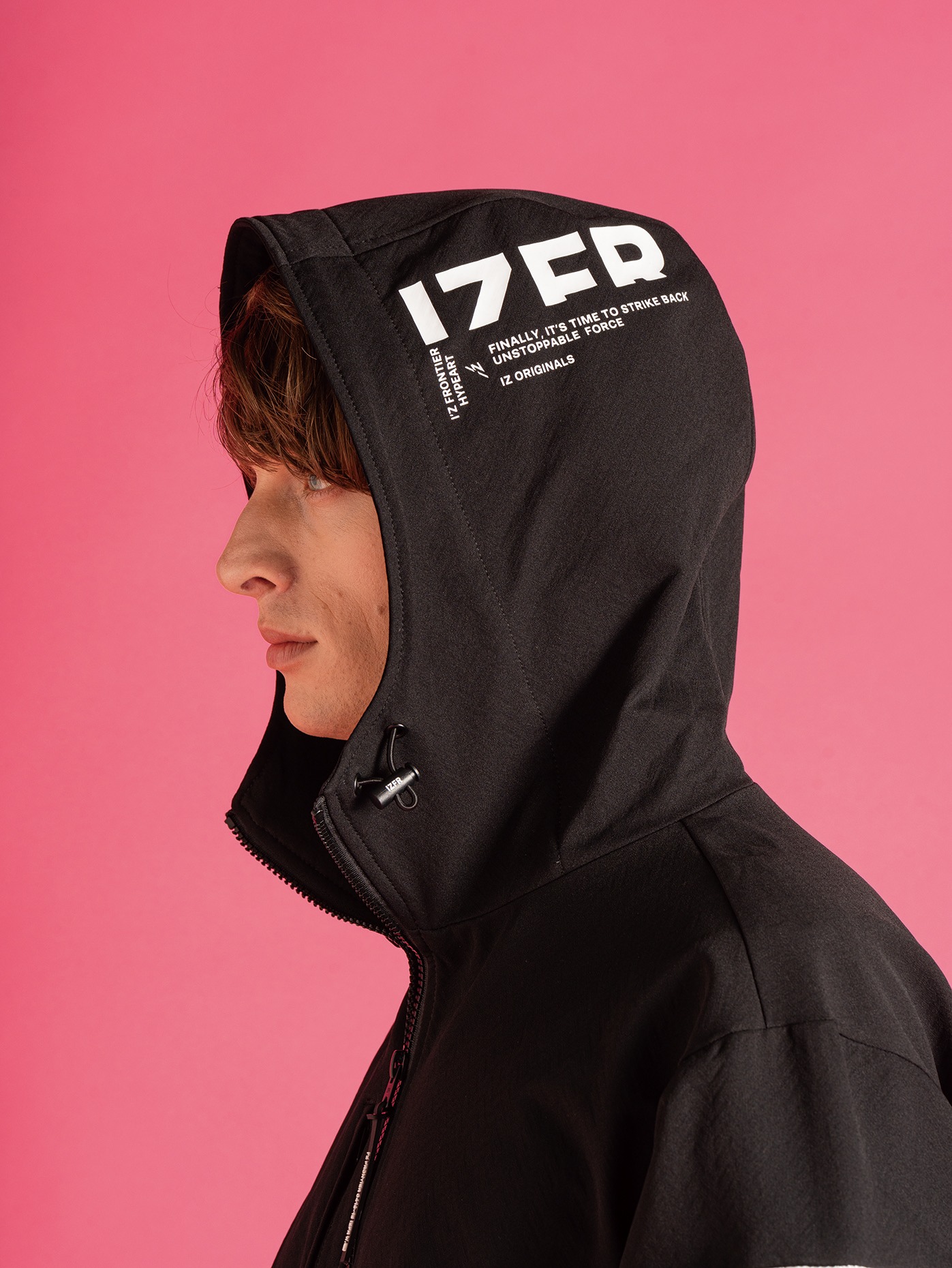 I'Z FRONTIER A.D. STERTCH WORM FREECE FULL ZIP HOODIE #8720 ブラック