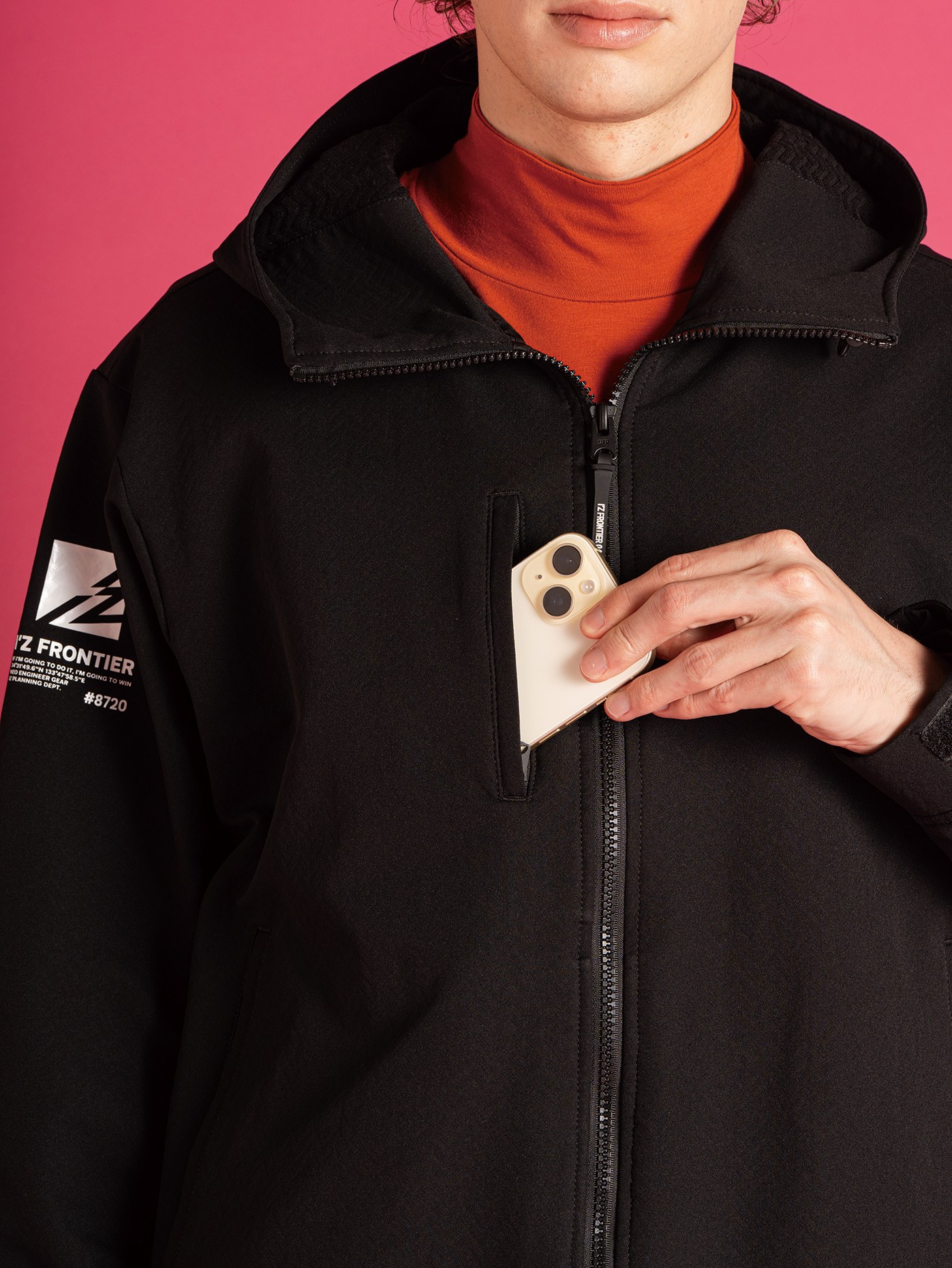 I'Z FRONTIER A.D. STERTCH WORM FREECE FULL ZIP HOODIE #8720 ブラック