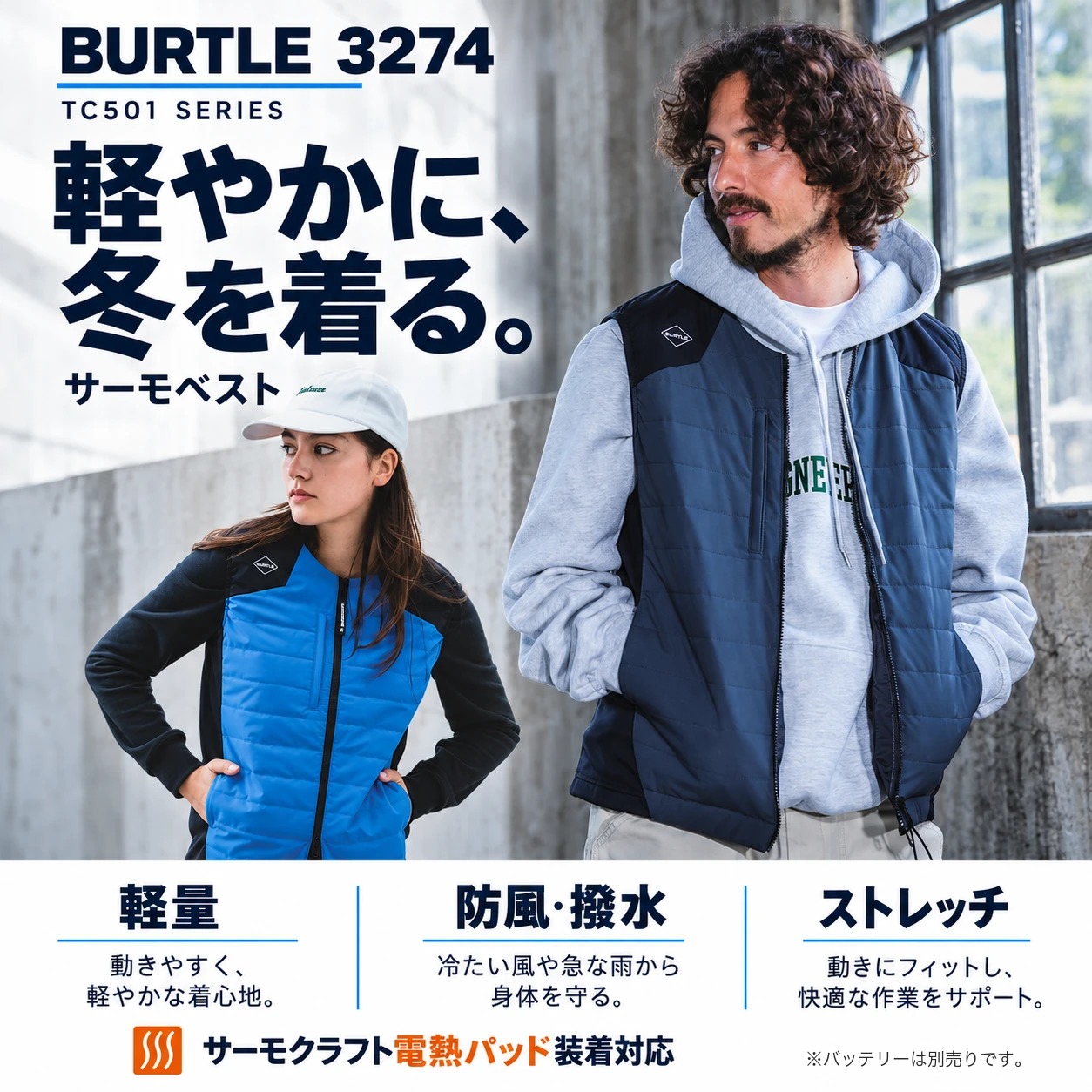 BURTLE 電熱パッド サーモベスト 2点セット（TC501・3274）バートル